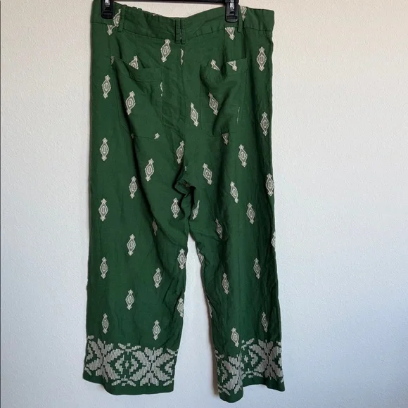 Zara Green Patterned Wide Leg Pants - Picture 8 of 10